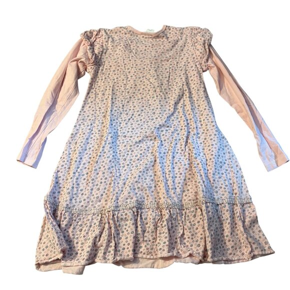 Naartjie Girls XXL 8 Years Pink Floral Ruffle Long Sleeve Cotton Dress Striped P - Picture 3 of 3